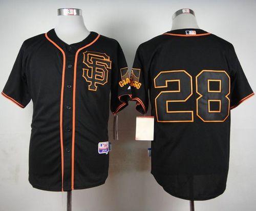 Giants #28 Buster Posey Black Alternate Cool Base Stitched MLB Jersey - Click Image to Close